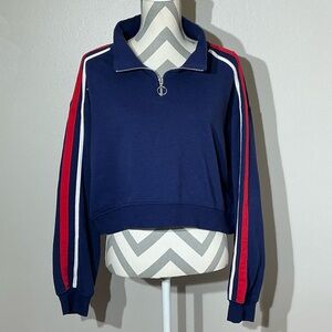 Divided Women’s Large  Navy Sweatshirt with Red and White Stripes